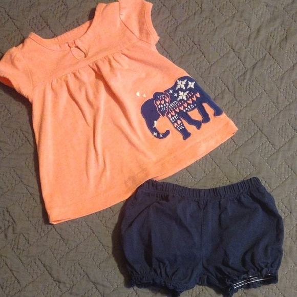 Orange and Blue Elephant Kids Matching Set - Picture 1 of 7